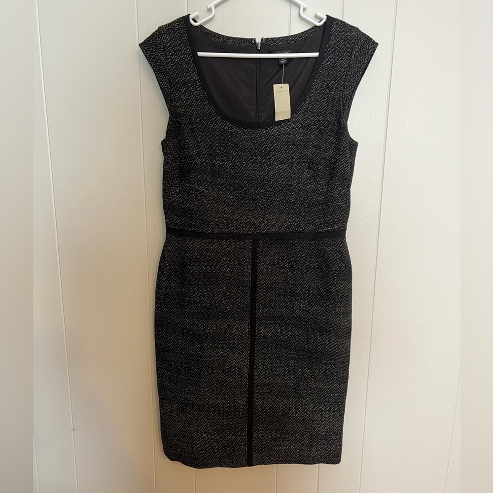 Ann Taylor Black and Gray Tweed Sheath Dress